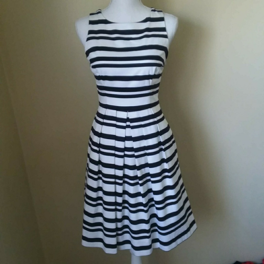 White house Black Market stripe pleated dress